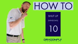 youtube thumbnail how to shut up windows 10 green background