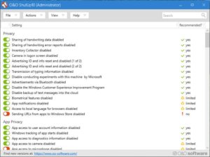 screenshot of tool to disable windows 10 data collection