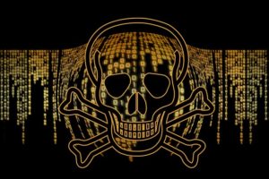 malware encryption skull and crossbones