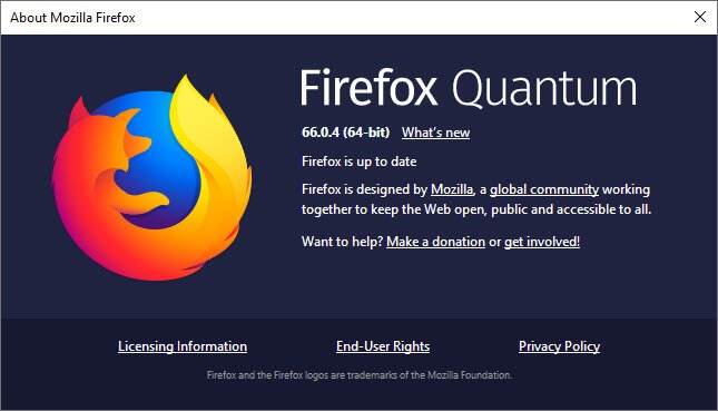 Firefox quantum 66.0.4 screenshot to fix disabled add ons